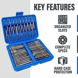 50 Piece Extended <b>Screwdriver</b> <b>Bit</b> <b>Set</b> Magnetic Torx Hex Phillips Flathead Blue Plastic Storage Box - Product Image 5