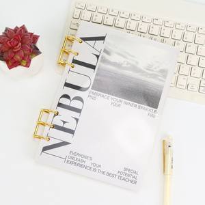 Custodia per Notebook con 6 anelli in acrilico e legante <span class=keywords><strong>a</strong></span> strisce trasparenti A5 con finitura opaca, Planner di Budget in stile stampato - Product Image 4