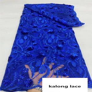 130 Cm Brede Milieuvriendelijke Wateroplosbare Geborduurde Pailletten Kant Stof 100% Polyester Voor Meisjes Trouwjurken - Product Image 5