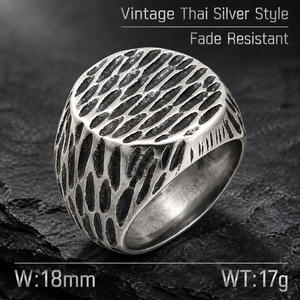 Hot Trend Wide Chunky Hammered Signet <b>Ring</b> 18K Gold Plated Stainless Steel Textured Surface Unisex Streetwear <b>Statement</b> <b>Ring</b> - Product Image 6