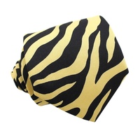 Cravate pour homme à motif imprimé personnalisé, unique et magnifique, noir et jaune, 100 % polyester, faite à la main, cravate d'affaires fantaisie imprimée de Shengzhou
