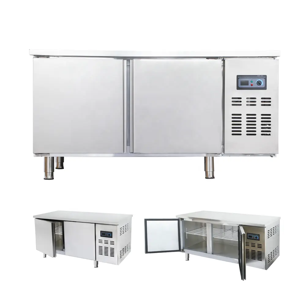 Youpin aeleisen — réfrigérateur et <span class=keywords><strong>congélateur</strong></span> commercial à 2 portes en cuivre, dégelant manuel en acier inoxydable, pour cuisine, comptoir