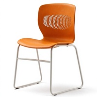 Chaise de conférence moderne orange, ergonomique, avec dossier perforé, siège en plastique, structure métallique, pour réunions, salles de classe, auditoriums