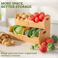 Paniers en bambou extra larges pour le rangement de la cuisine, bacs empilables pour pommes de terre et oignons, grands organisateurs de garde-manger et ensemble de rangement de 3 pièces