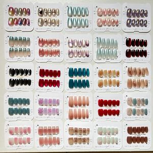 Tùy chỉnh mèo của mắt Press-on móng tay 10pcs ABS hạnh nhân Stiletto lời khuyên dài với keo cho ngón tay mô hình và Ins phong cách thiết kế - Product Image 6