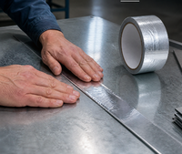 Ruban adhésif en aluminium résistant à la chaleur, activé par l'eau, à une face, avec adhésif acrylique - Autocollant adhésif pour usage industriel