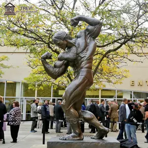 Handmade vida tamanho esporte Bronze fisiculturista escultura estátua Arnold Schwarzenegger