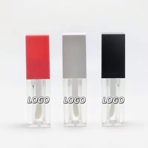 Tube carré de brillant à lèvres 5 ml avec logo personnalisé, en PETG transparent, vide, avec grand applicateur et bouchon à vis, emballage cosmétique - Product Image 4