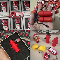 Bombero 3D forma Logo Pvc dibujos animados USB 64Mb 128Mb 256Mb 512Mb Pen Drive 8Gb Pendrive 16Gb Memory Stick personalizado Usb Flash Drive