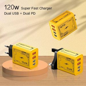 Hot 120w GAN Fast Charging Dual Usb Type C Wall Charger Quick Charge 2 Ports Qc3.0 Pd Usb C Fast Charging Mobile Phone Charger - Product Image 2