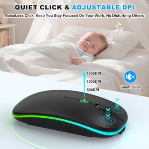 Ultra Slim <b>Mouse</b> Inalambrico Dual Mode Bt Rechargeable Colorful Souris Sans Fil 2-4ghz Optical <b>Computer</b> Wireless Gaming <b>Mouse</b> - Product Image 4