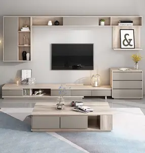 Modern ahşap melamin uzun TV konsol dolabı ofis TV büyük ev mobilya dolap