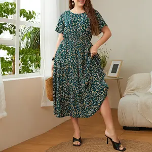 Casual Elegant Floral Print Church Dresses Women Classics Flower Print Slimming Women Dress