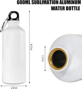 Botellas de Agua Deportivas de Aluminio Blancas para Sublimación de 20 oz/600 ml, para Impresión por Transferencia de Calor por Sublimación - Product Image 2