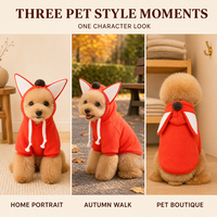 Hoodie Anjing Motif Telinga Rubah Label Pribadi dengan Panel Dalam Putih dan Tali Serut untuk Pakaian Sehari-hari Hewan Peliharaan Kecil, Cocok untuk Pajangan Butik