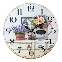 Reloj de Pared Decorativo Redondo de Madera MDF Personalizado de Estilo Rústico para el Hogar