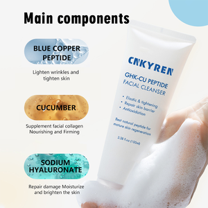 Organic Ghk-Cu Anti-invecchiamento viso Wash commercio all'ingrosso blu Peptide di rame detergente per il viso crema di acido ialuronico Formula di riparazione delle rughe - Product Image 6