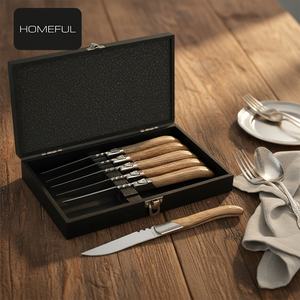 Professional Laguiole Steak <strong>Knife</strong> Stainless Steel Mirror Polished <strong>Dinner</strong> <strong>Knife</strong> with Pakkawood Handle Custom Logo for Gift Set - Product Image 1