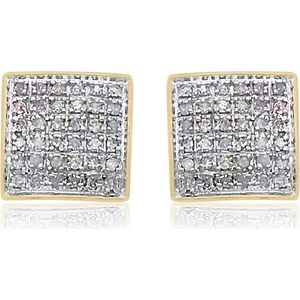 Ornaatis Diamond Stud <b>Earrings</b> 10k Yellow Gold 8mm Square Round Cut White Natural Diamonds Screw <b>Back</b> Women's - Product Image 2