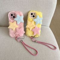 Coque de téléphone antichoc en peluche étoile colorée, style girly mignon, pour iPhone 18 17 16 15 14 Pro Pro Max PC