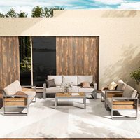 Neues Design Garten-Lounge-Sofa mit Tisch Terrassen-Sitzgruppe Outdoor-Sitzgruppe Bistro-Set Metall-Balkon-Sofa