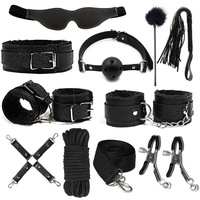 Ensemble de bondage 10 pièces en similicuir, kit BDSM, attaches réglables, menottes, bandeau pour les yeux, bâillon à boule, accessoires pour adultes