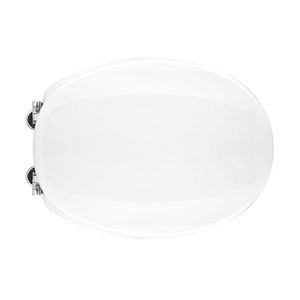 Asiento de Inodoro Redondo de Plástico Blanco, Diseño Minimalista, para Baño, con Bisagras de Bucle - Product Image 1