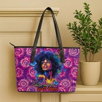 Sac à main en cuir pour femme à motif fille africaine, impression à la demande, livraison directe, sac fourre-tout polyvalent et personnalisé pour femme