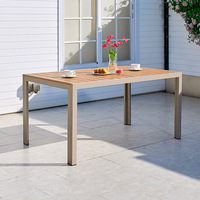 Ensemble table et chaises modernes en alliage d'aluminium et bois massif 2 places pour la villa et le jardin.