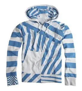 Toptan özelleştirilmiş kanguru cep all-over zig zag detaylandırma bir zip ön hoodie yeni şık tam baskı Zip Hoodie