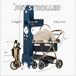 Poussette pliable pour animaux de compagnie avec grande capacité, charge de 20kg, design élégant pour animaux de compagnie de petite à moyenne taille - Product Image 2
