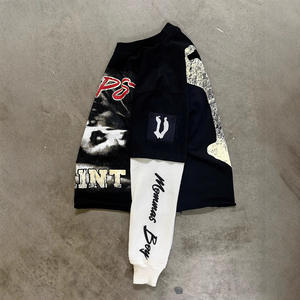 Unisex High Quality 100% Cotton Terry <b>T</b>-<b>Shirt</b> Double Layer <b>Long</b> Sleeve Anti-Shrink Oversize Casual Design Spring Customizable - Product Image 2