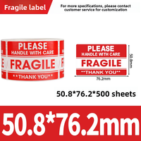 Étiquettes autocollantes thermiques Borjie YS-1 OEM pour avertissement de fragilité, en rouleau découpé sur mesure