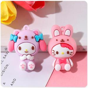Porte-clés en caoutchouc de dessin animé, breloques animales mignonnes en gel souple pour coques de téléphone, décorations DIY - Product Image 2