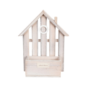 Wooden Cottage <b>Wall</b>-Mounted <b>Flower</b> Pot 18x17.5cm Hanging Modern <b>Decor</b> For Indoor Outdoor Use - Product Image 1
