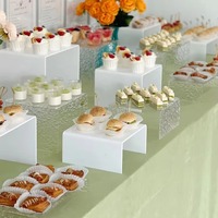 Présentoir de Luxe pour Traiteur de Mariage, Plateaux Rehausseurs Alimentaires, Ensemble de Présentation de Fête, Présentoir Buffet 4 Niveaux en Acrylique Blanc pour Anniversaire