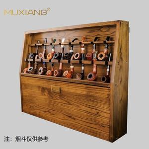 Muxiang Wooden <b>Pipe</b> <b>Stand</b> Wall Mounted Multifunctional Storage Display Cabinet For Smoking Accessories - Product Image 1