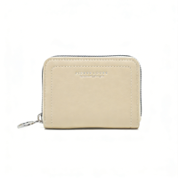 BOSTANTEN Dompet Kecil RFID Tempat Kartu Kredit Kulit Imitasi Minimalis untuk Wanita Ritsleting Akordeon Beige