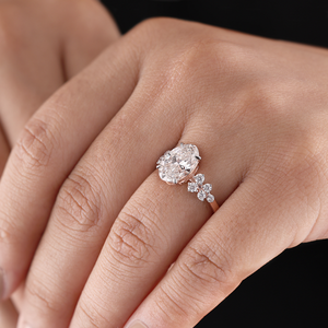 Anillo de Compromiso Ovalado Chapado en Oro Rosa de 14K al por Mayor, Anillo de Boda Nupcial de Lujo con Piedras Agrupadas para Mujer, Joyería Fina - Product Image 4