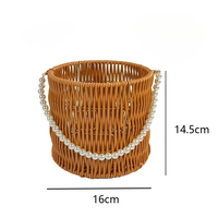 Panier pliable en rotin avec bande de bois pour le rangement de fleurs et les arrangements décoratifs Taille M Fournitures créatives