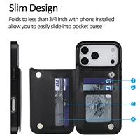 Étui portefeuille pour iPhone 17/Air/17 Pro/17 Pro Max avec porte-cartes, étui en similicuir PU avec support et fentes pour cartes, double fermoir magnétique