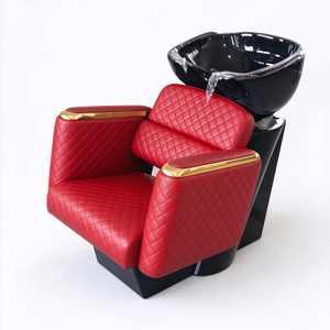 Vintage Red Tufted <b>Barber</b> Chair and Shampoo Chair <b>Set</b> Luxury Hydraulic Reclining <b>Barber</b> Chair with Black Ceramic Bowl Shampoo Ch - Product Image 6