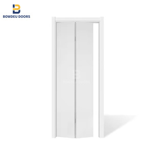 Puerta Plegable de Madera con Acabado Blanco Personalizado, Puerta Plegable de Madera para Patio, Marco de Madera Sólida, Puertas Plegables de Madera y Vidrio para Tiendas Comerciales - Product Image 1