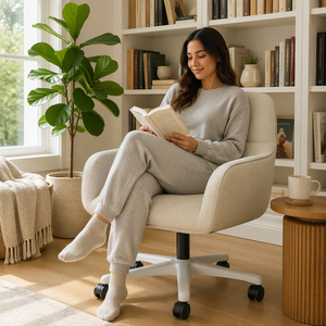 Chaise de bureau pivotante ergonomique moderne en cuir <span class=keywords><strong>Igrow</strong></span> avec dossier confortable et siège pour longues sessions assises, idéale pour la maison, la chambre ou un usage professionnel. - Product Image 5