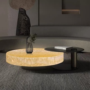 Mesa de centro de mármol moderna Muebles de piedra hechos a mano simples de gama alta Muebles para el hogar contemporáneos de jade luminosos personalizables - Product Image 2