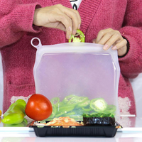 Siliconen voedselbewaarzak 1000ml Opvouwbaar Herbruikbaar Vershoudend Lekvrij Vrieskastbestendig Luchtdicht Milieuvriendelijk Snackcontainer