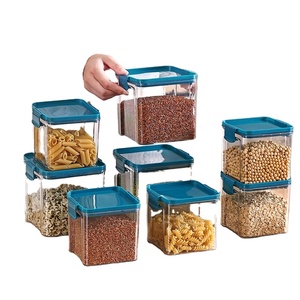 BPA Free Stackable Clear Pantry Organization Storage Bins Food Containers Kitchen Jars Storage Set with Sealing Cover