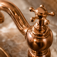 Robinet Mitigeur de Lavabo Monotrou à Fixation sur Plan, Style Européen, Finition Dorée Entièrement en Cuivre, Cartouche Céramique, Eau Chaude et Froide