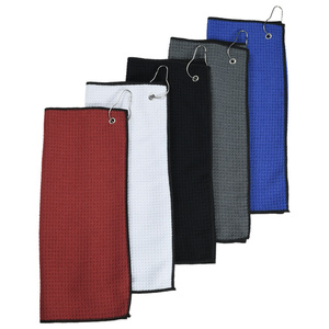 Serviette de golf en tricot gaufré avec logo personnalisé, 15 x 18 pouces, très absorbante, douce, accessoire pour chariot de golf, cadeau promotionnel - Product Image 4