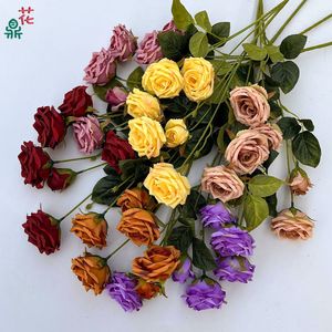 Rosa Artificial de Seda Pinsheng, Flor de Durazno de 6 Cabezas, Tallo Único, Decoración para Bodas, Arreglo Floral Transfronterizo - Product Image 5
